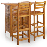 3 Piece Garden Bar Set Solid Wood Acacia - Front View
