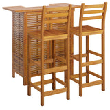 3 Piece Garden Bar Set Solid Wood Acacia - Side View