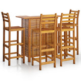 5 Piece Garden Bar Set Solid Wood Acacia - Front View