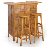 3 Piece Garden Bar Set Solid Wood Acacia - Front View