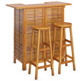 3 Piece Garden Bar Set Solid Wood Acacia - Side View