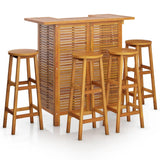 5 Piece Garden Bar Set Solid Wood Acacia - Front View