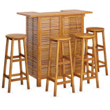 5 Piece Garden Bar Set Solid Wood Acacia - Side View