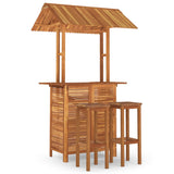 3 Piece Garden Bar Set Solid Wood Acacia - Front View
