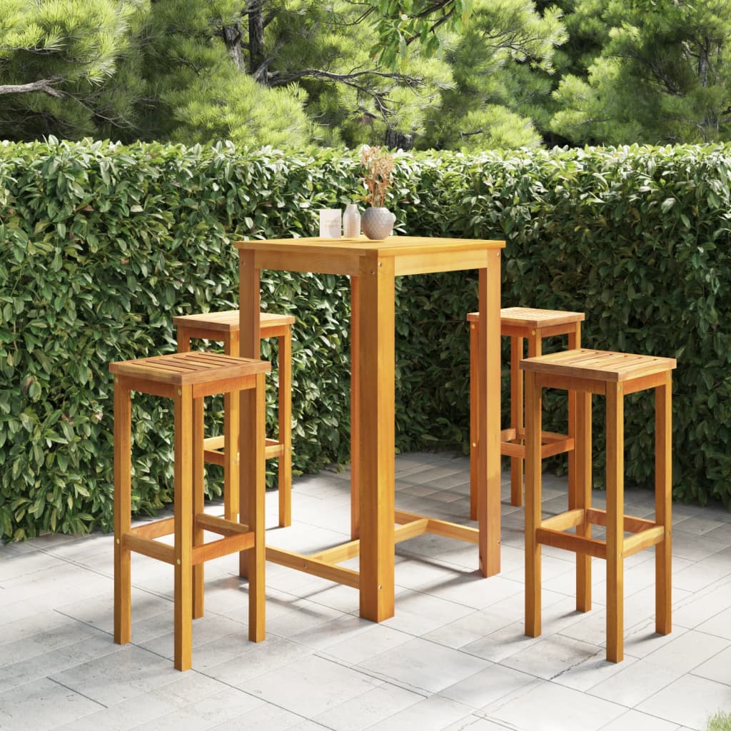 5 Piece Garden Bar Set Solid Wood Acacia