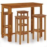 5 Piece Garden Bar Set Solid Wood Acacia - Front View