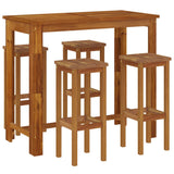 5 Piece Garden Bar Set Solid Wood Acacia - Side View