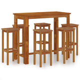 7 Piece Garden Bar Set Solid Wood Acacia - Front View