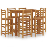 7 Piece Garden Bar Set Solid Wood Acacia - Front View