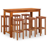 7 Piece Garden Bar Set Solid Wood Acacia - Front View