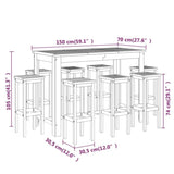 9 Piece Garden Bar Set Solid Wood Acacia - Extra Image