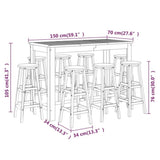 9 Piece Garden Bar Set Solid Wood Acacia - Extra Image