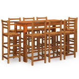 9 Piece Garden Bar Set Solid Wood Acacia - Front View