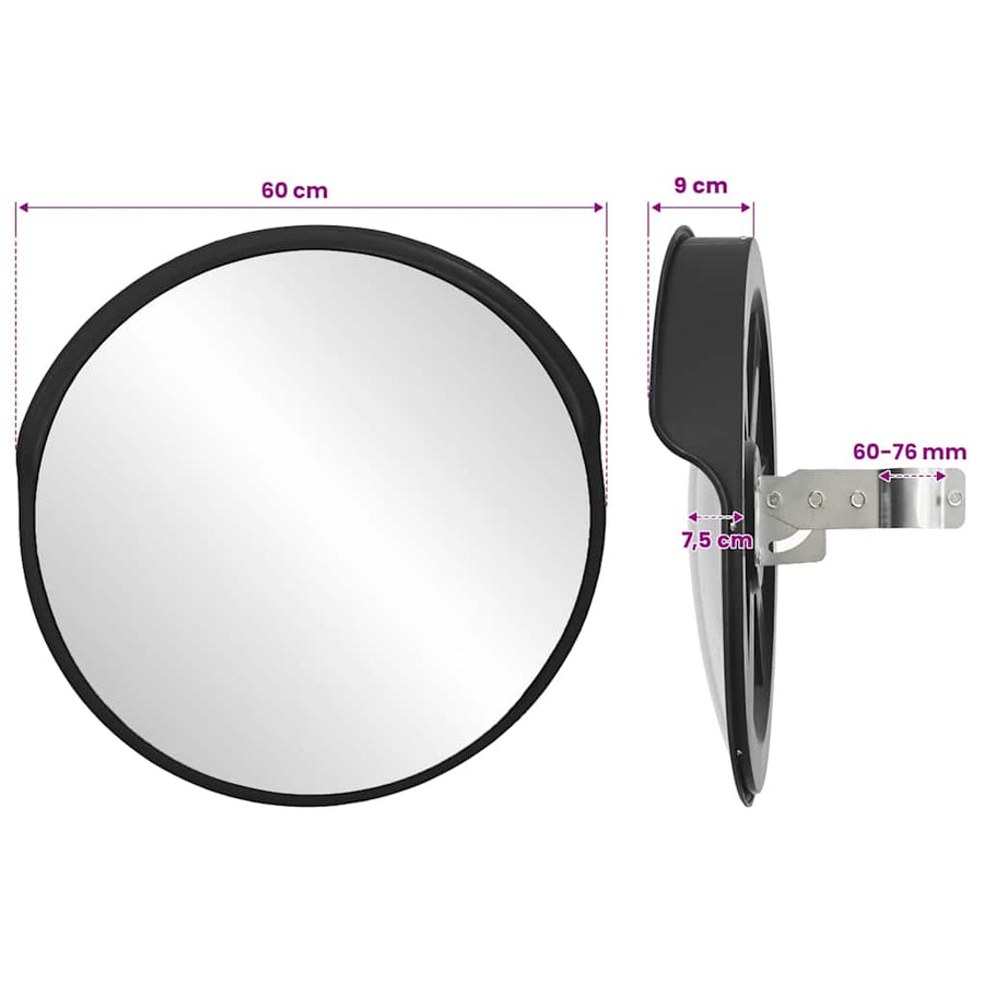 Outdoor Convex Traffic Mirror Black Ø60 cm Polycarbonate