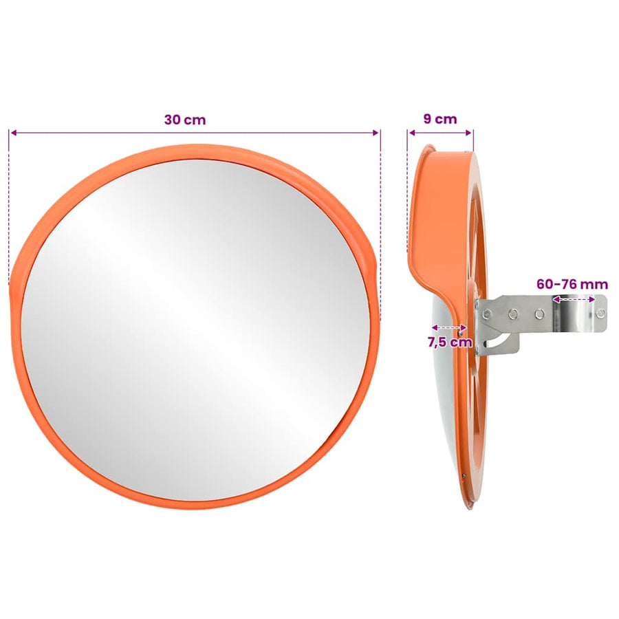 Outdoor Convex Traffic Mirror Orange Ø30 cm Polycarbonate
