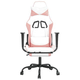 Massage Gaming Chair with Footrest White&Pink Faux Leather - Top-Down View