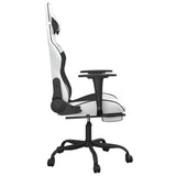 Massage Gaming Chair with Footrest White&Black Faux Leather - 45-Degree Angle
