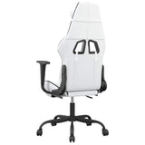 Massage Gaming Chair with Footrest White&Black Faux Leather - Rear View