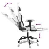 Massage Gaming Chair with Footrest White&Black Faux Leather - Close-Up Angle