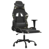 Massage Gaming Chair with Footrest Black&Camouflage Faux Leather - Side View