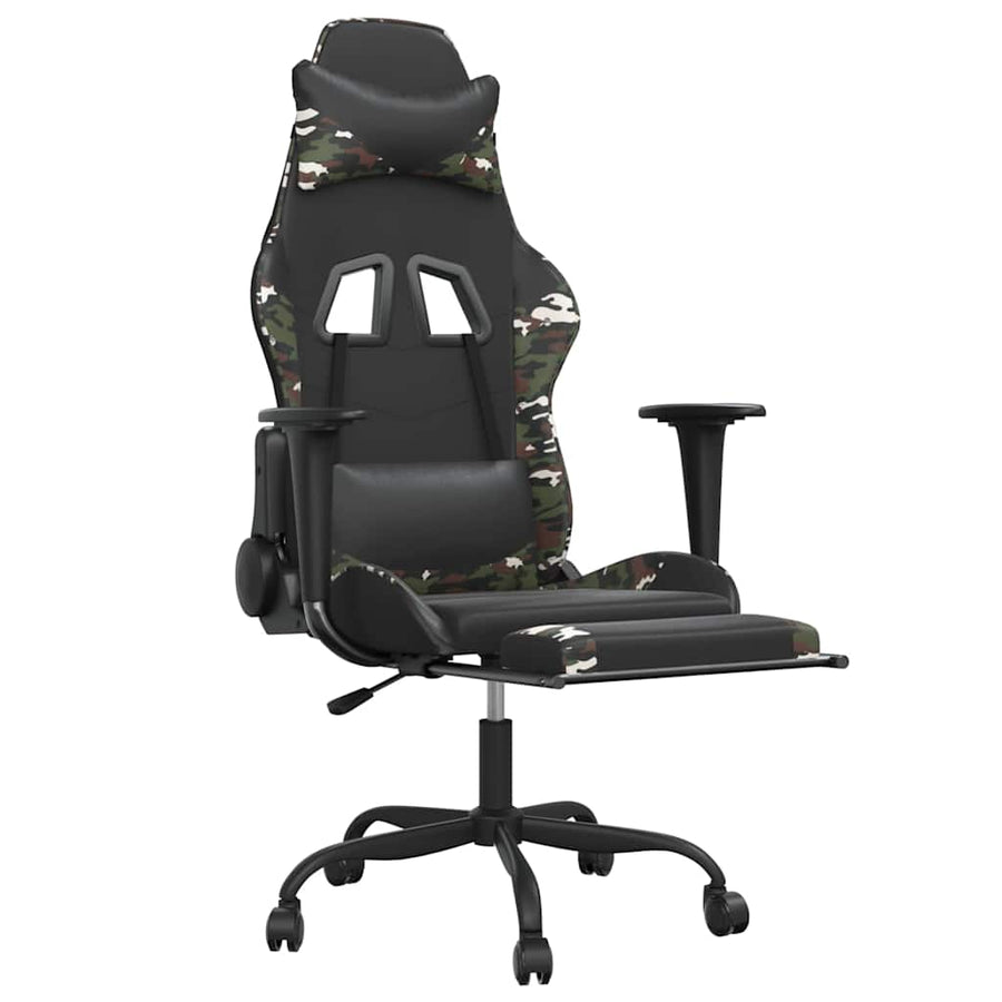 Massage Gaming Chair with Footrest Black&Camouflage