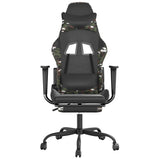 Massage Gaming Chair with Footrest Black&Camouflage Faux Leather - Top-Down View