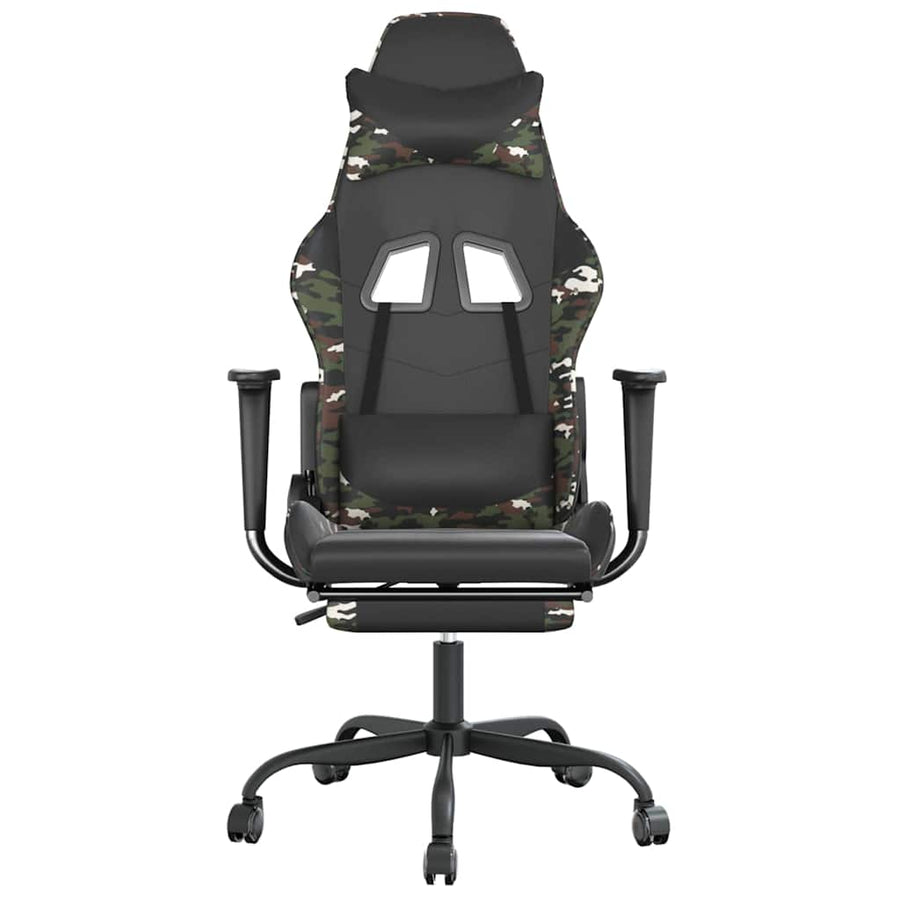 Massage Gaming Chair with Footrest Black&Camouflage