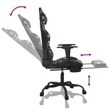 Massage Gaming Chair with Footrest Black&Camouflage Faux Leather - Close-Up Angle