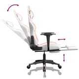 Massage Gaming Chair with Footrest White&Pink Faux Leather - Close-Up Angle