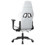 Massage Gaming Chair with Footrest White&Black Faux Leather