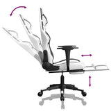 Massage Gaming Chair with Footrest White&Black Faux Leather