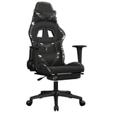 Massage Gaming Chair with Footrest Black&Camouflage Faux Leather - Front View