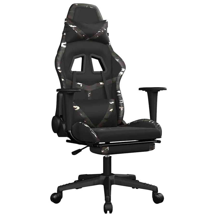 Massage Gaming Chair with Footrest Black&Camouflage