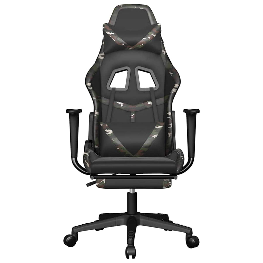 Massage Gaming Chair with Footrest Black&Camouflage