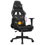 Massage Gaming Chair with Footrest Black&Camouflage Faux Leather - Low Angle