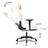 Massage Gaming Chair with Footrest White&Pink Faux Leather - Close-Up Angle