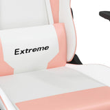 Massage Gaming Chair with Footrest White&Pink Faux Leather - Extra Image
