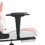 Massage Gaming Chair with Footrest White&Pink Faux Leather - Extra Image