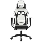 Massage Gaming Chair with Footrest White&Black Faux Leather - Top-Down View