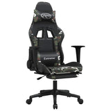 Massage Gaming Chair with Footrest Black&Camouflage Faux Leather - Front View