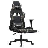 Massage Gaming Chair with Footrest Black&Camouflage Faux Leather - Side View