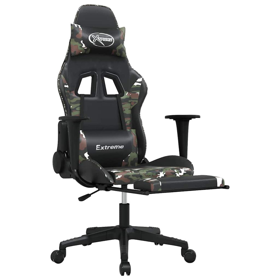 Massage Gaming Chair with Footrest Black&Camouflage