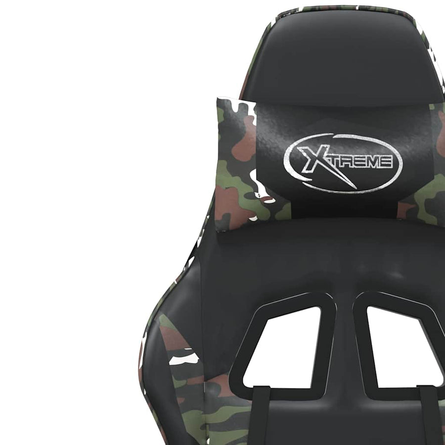 Massage Gaming Chair with Footrest Black&Camouflage
