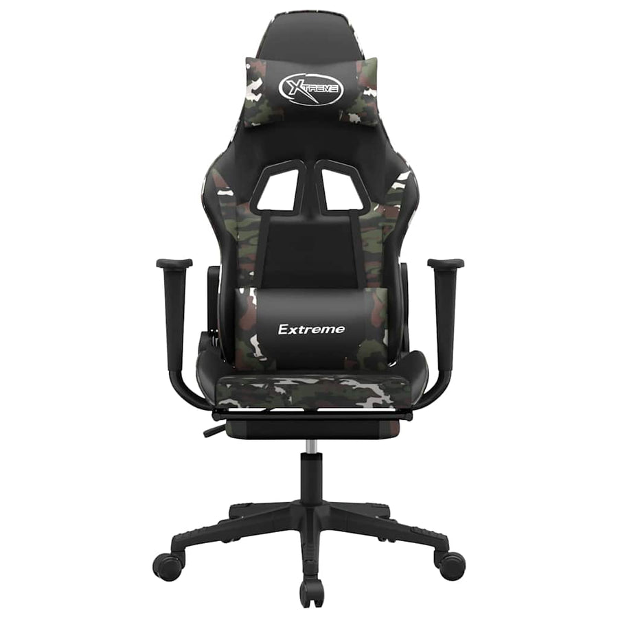 Massage Gaming Chair with Footrest Black&Camouflage