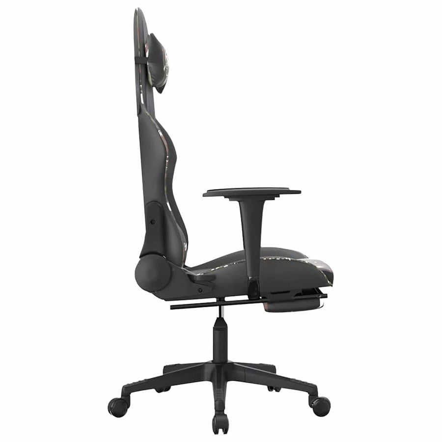Massage Gaming Chair with Footrest Black&Camouflage