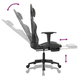 Massage Gaming Chair with Footrest Black&Camouflage Faux Leather - Close-Up Angle