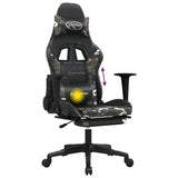 Massage Gaming Chair with Footrest Black&Camouflage Faux Leather - Low Angle