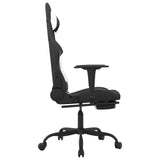 Massage Gaming Chair with Footrest Black and White Fabric - 45-Degree Angle