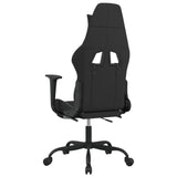 Massage Gaming Chair with Footrest Black and White Fabric - Rear View