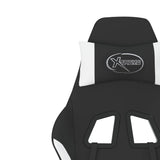 Massage Gaming Chair with Footrest Black and White Fabric - Low Angle